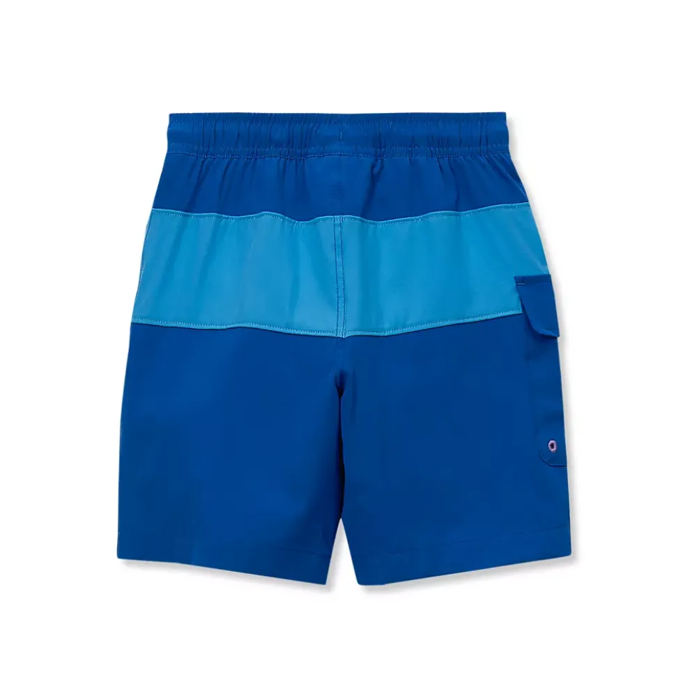 Boys Chlorine Resistant Colorblock Hydroliner Board Swim Trunks