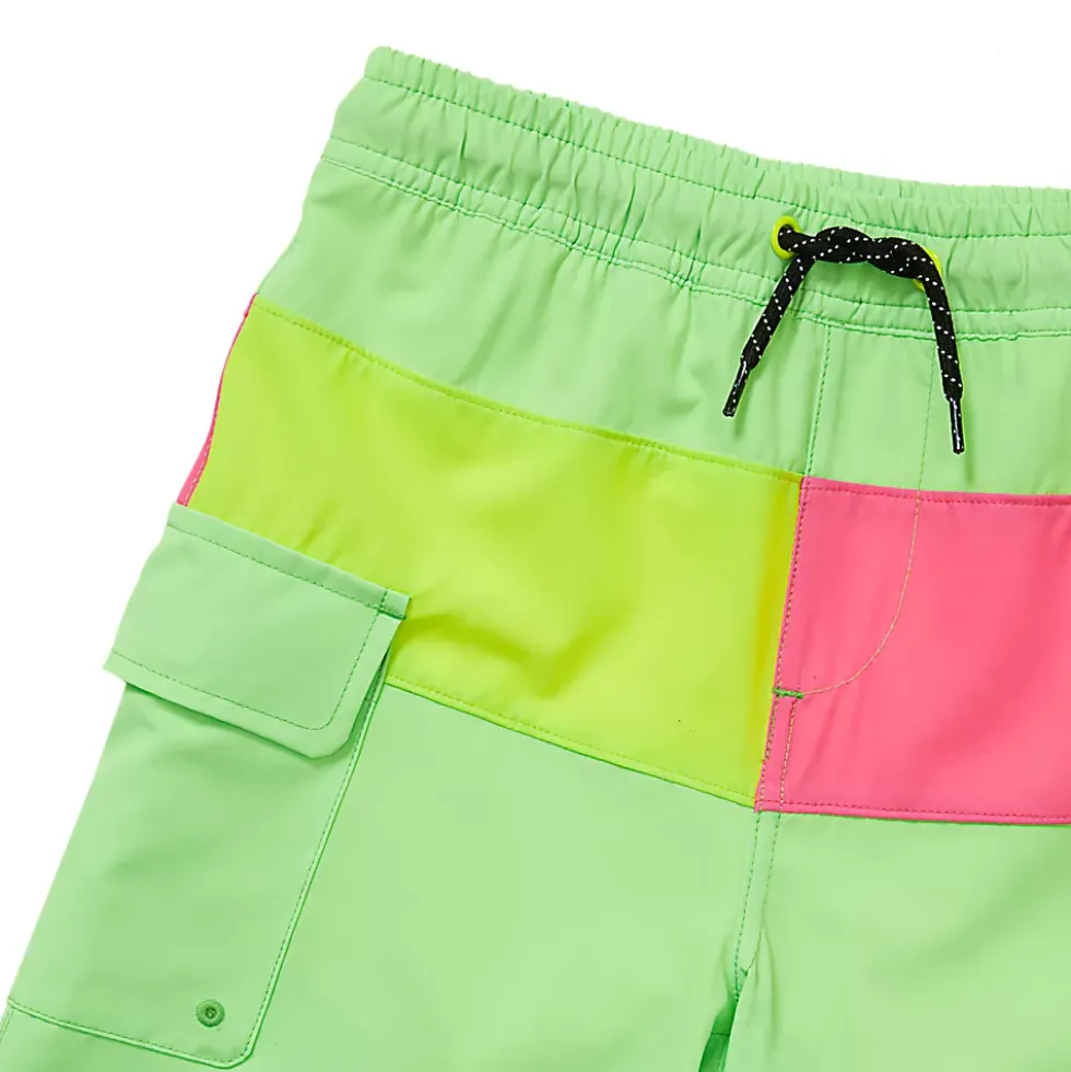 Boys Chlorine Resistant Colorblock Hydroliner Board Swim Trunks