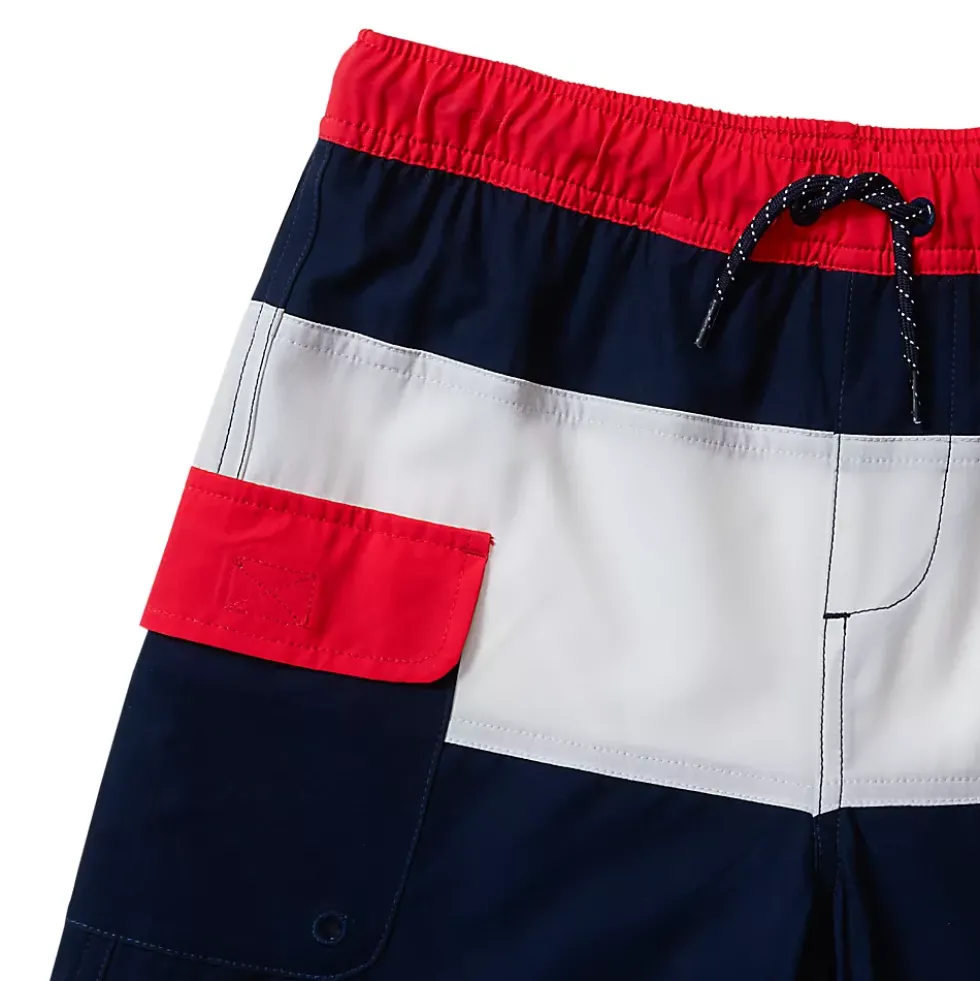Boys Chlorine Resistant Colorblock Hydroliner Board Swim Trunks