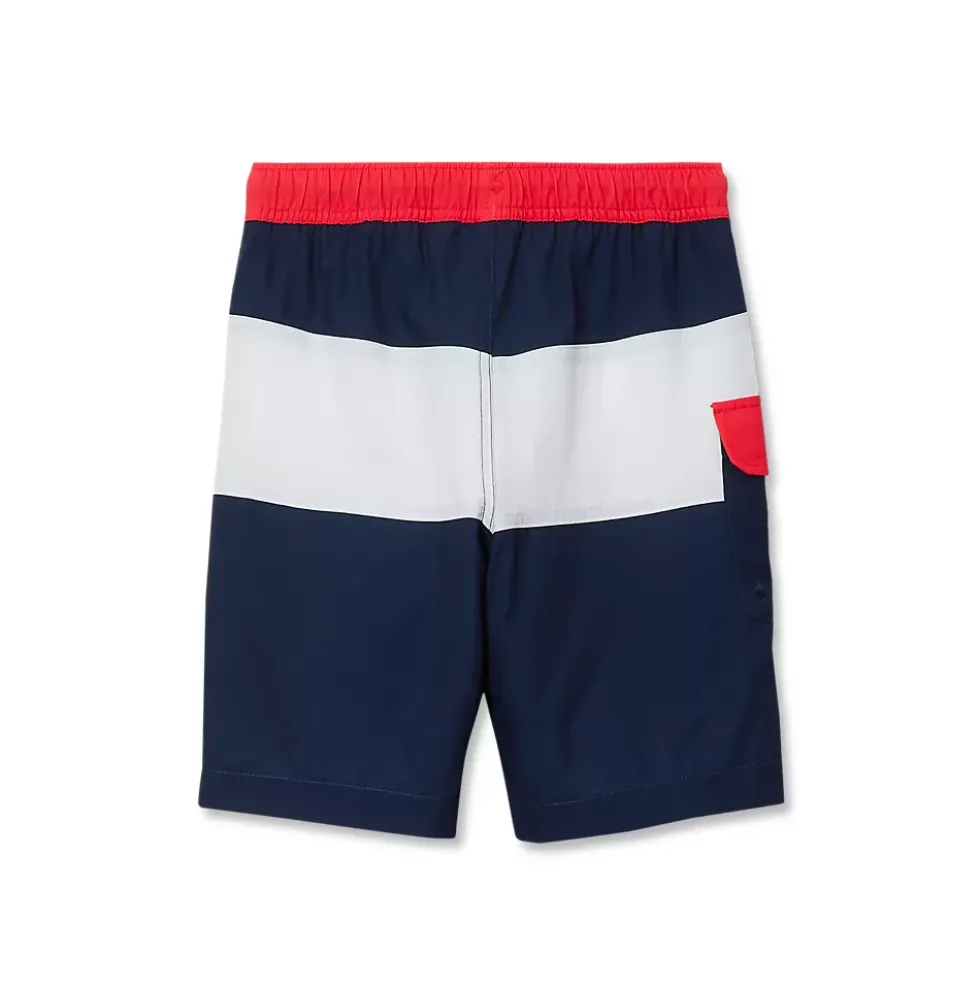 Boys Chlorine Resistant Colorblock Hydroliner Board Swim Trunks