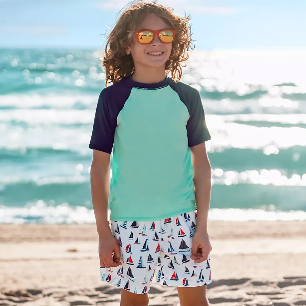 Boys Chlorine Resistant 5in Swim Trunks with Mesh Liner