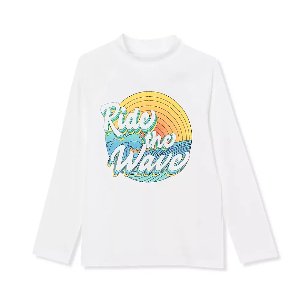 Boys Chlorine Resistant Long Sleeve Mock Neck UPF 50 Rash Guard