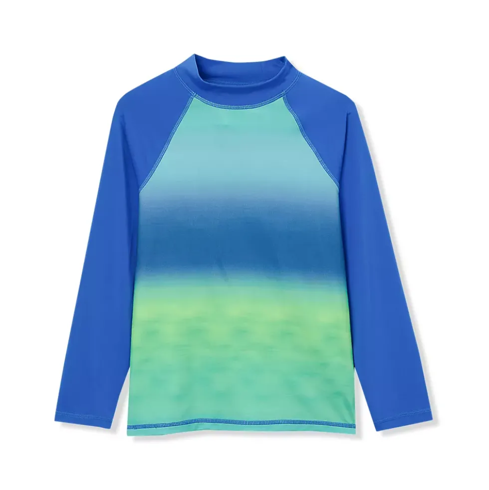 Boys Chlorine Resistant Long Sleeve Mock Neck UPF 50 Rash Guard