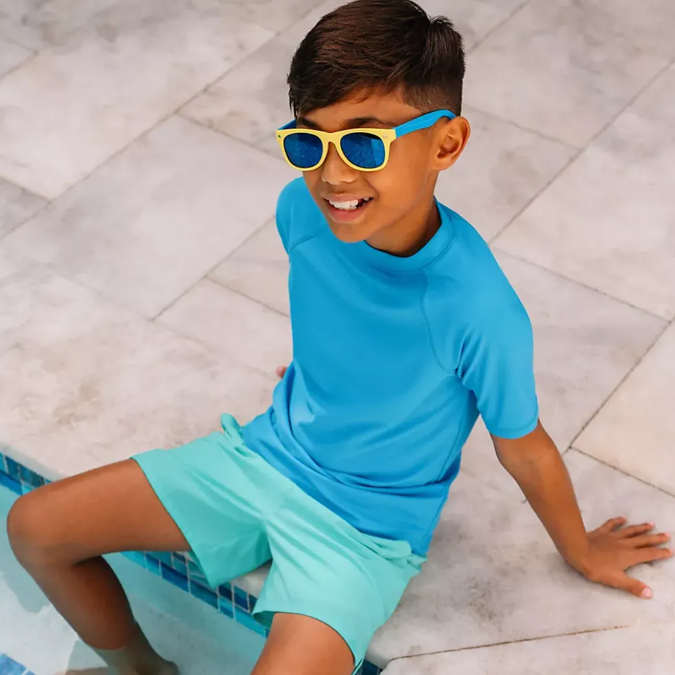 Boys Chlorine Resistant Magic Print Short Sleeve Crew Neck UPF50 Rash Guard