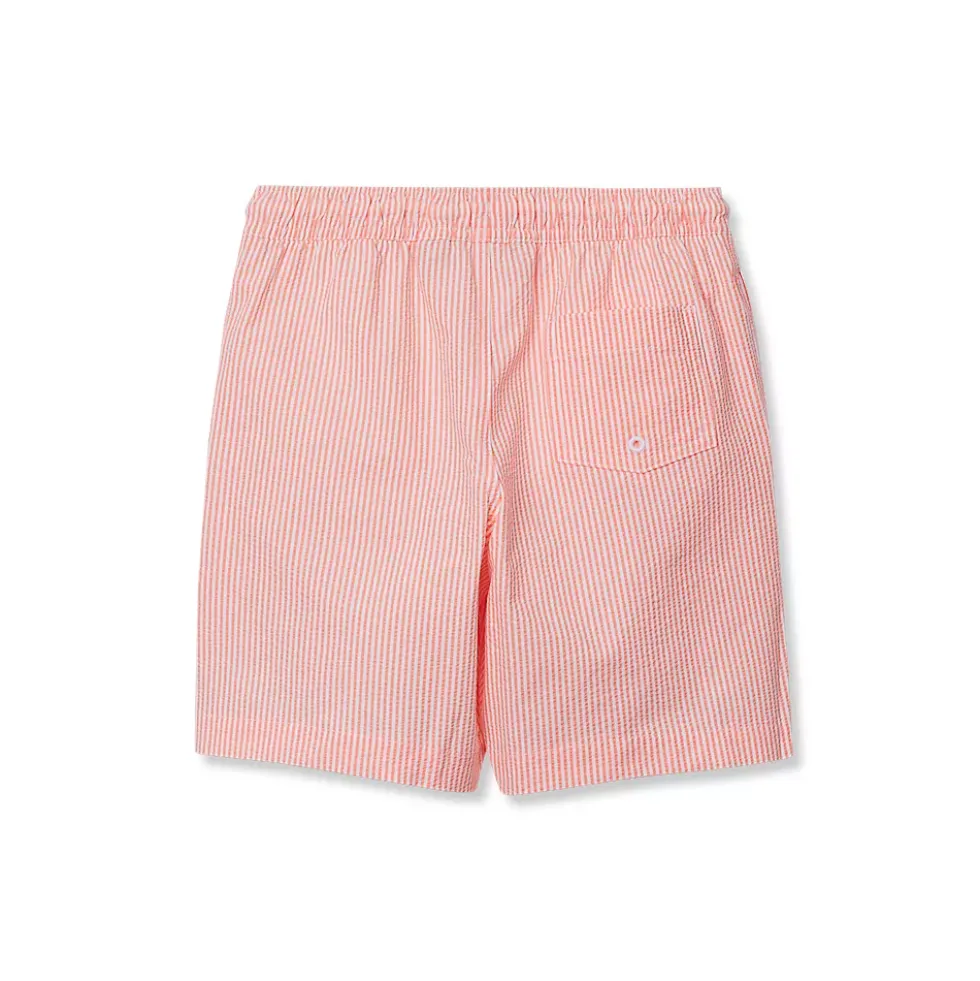 Boys Chlorine Resistant Seersucker Swim Trunks with Mesh Liner