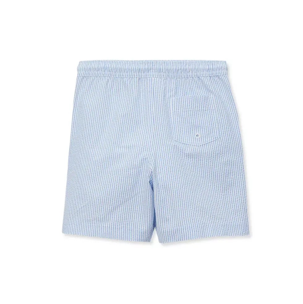 Boys Chlorine Resistant Seersucker Swim Trunks with Mesh Liner