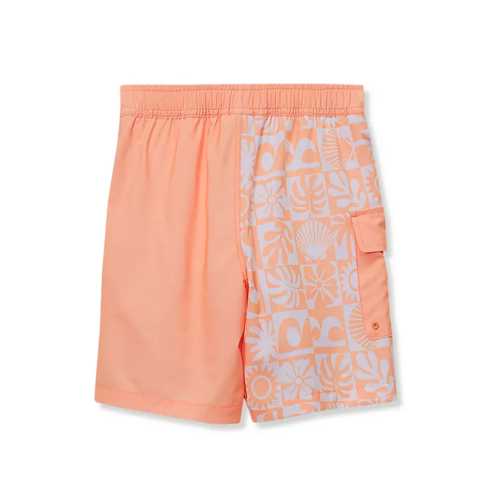 Boys Chlorine Resistant Stretch Printed Hydroliner Board Swim Trunks