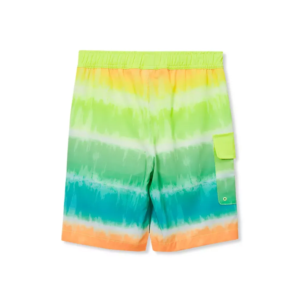 Boys Chlorine Resistant Stretch Printed Hydroliner Board Swim Trunks