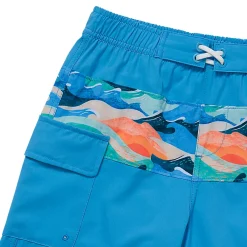Boys Chlorine Resistant Stretch Print Blocked Hydroliner Board Swim Trunks