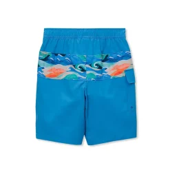 Boys Chlorine Resistant Stretch Print Blocked Hydroliner Board Swim Trunks