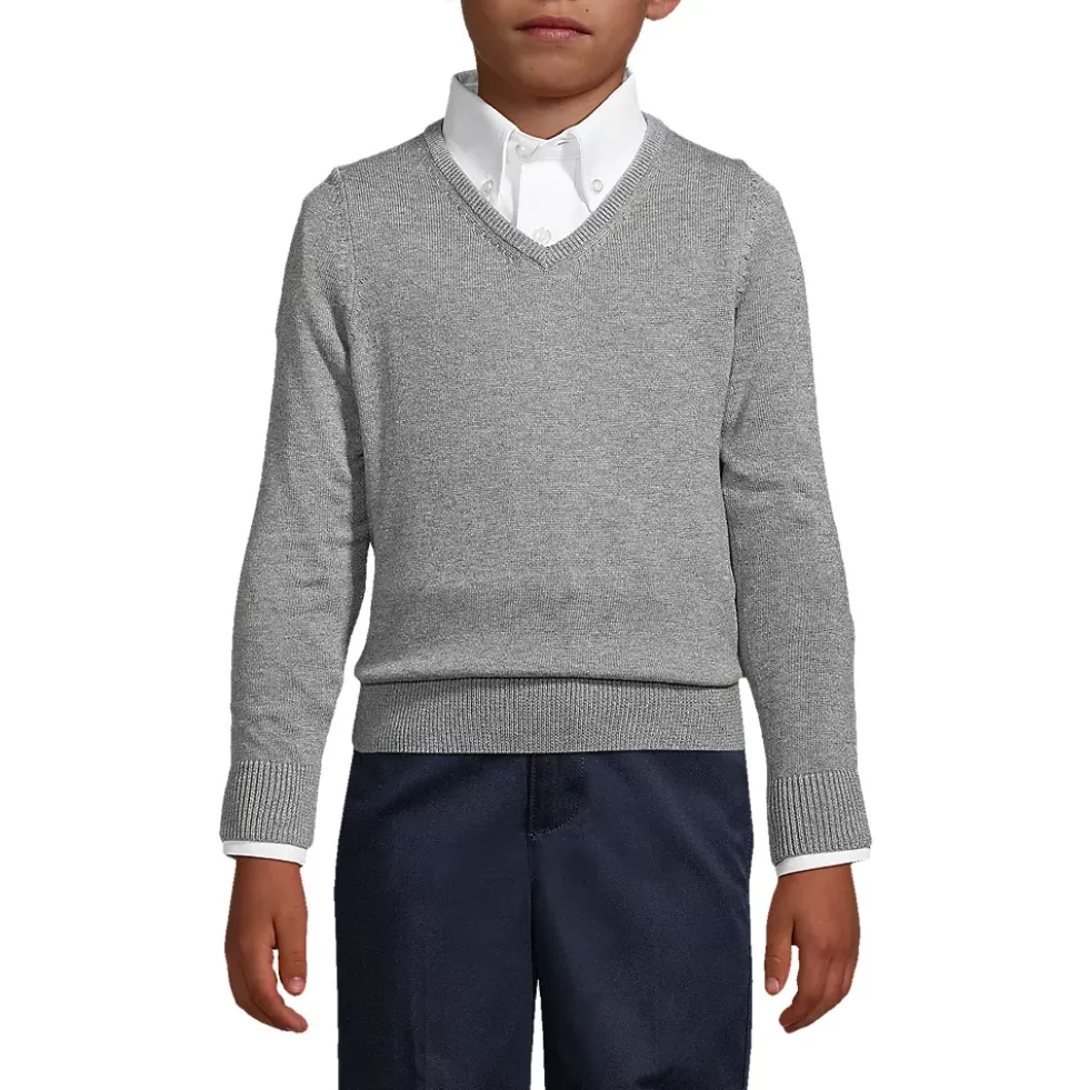 Boys Cotton Modal Fine Gauge V-neck Sweater