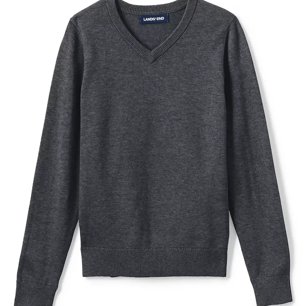 Boys Cotton Modal Fine Gauge V-neck Sweater