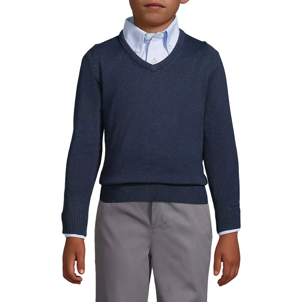 Boys Cotton Modal Fine Gauge V-neck Sweater