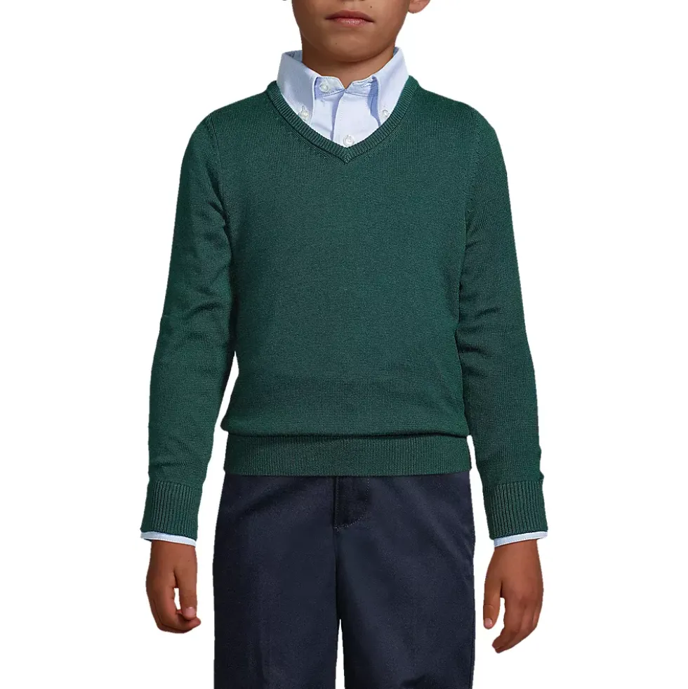 Boys Cotton Modal Fine Gauge V-neck Sweater