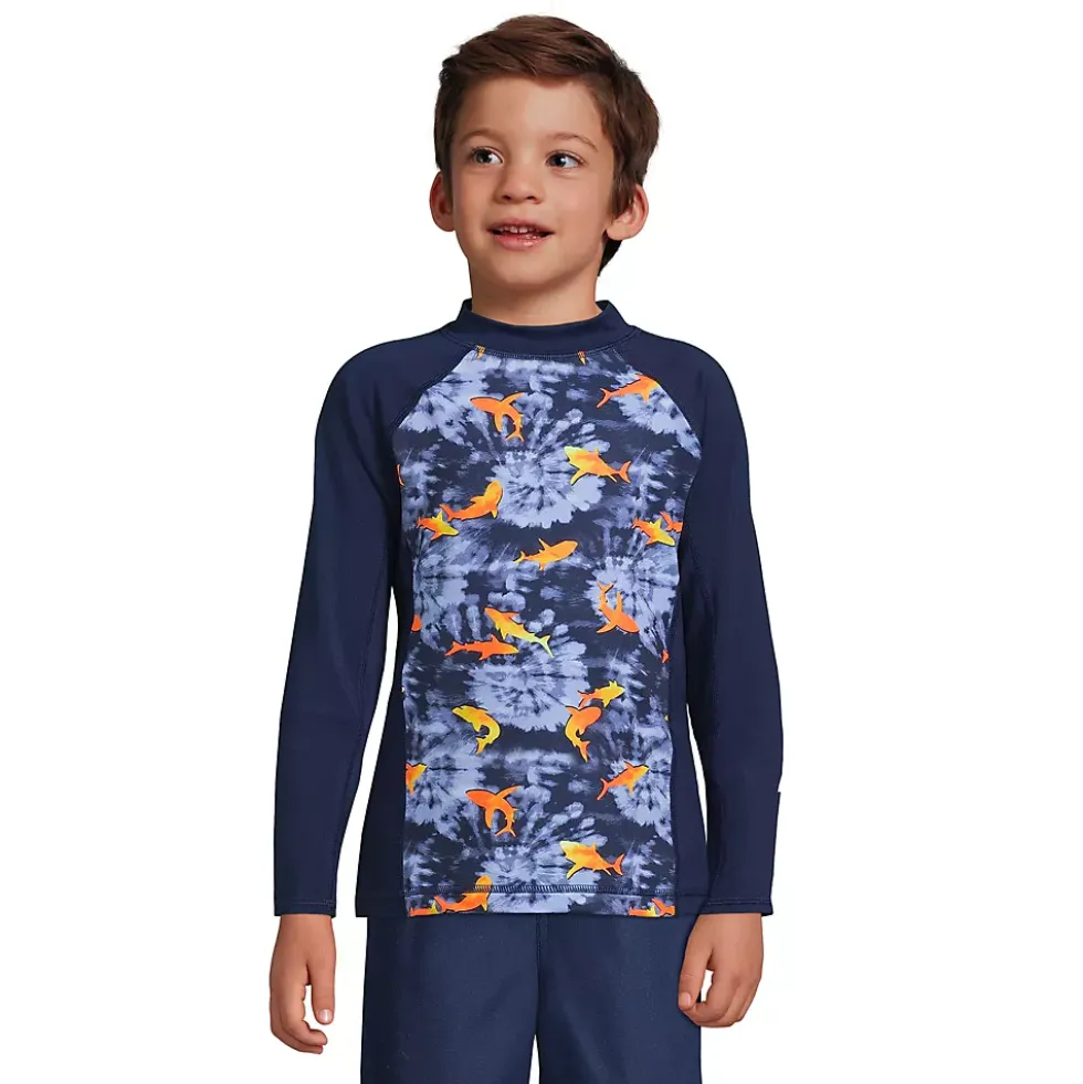 Boys Husky Mock Neck Long Sleeve UPF 50 Swim Rash Guard