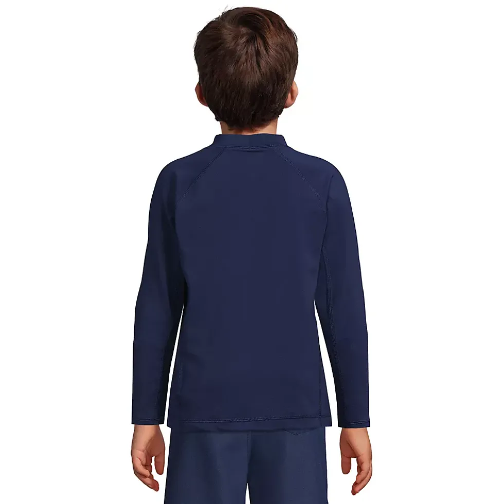 Boys Husky Mock Neck Long Sleeve UPF 50 Swim Rash Guard
