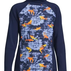Boys Husky Mock Neck Long Sleeve UPF 50 Swim Rash Guard