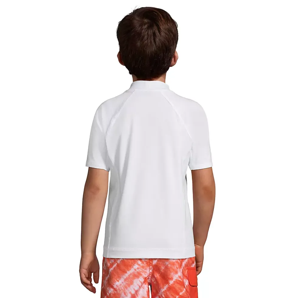 Boys Husky Short Sleeve Crew Neck Swim UPF 50 Rash Guard