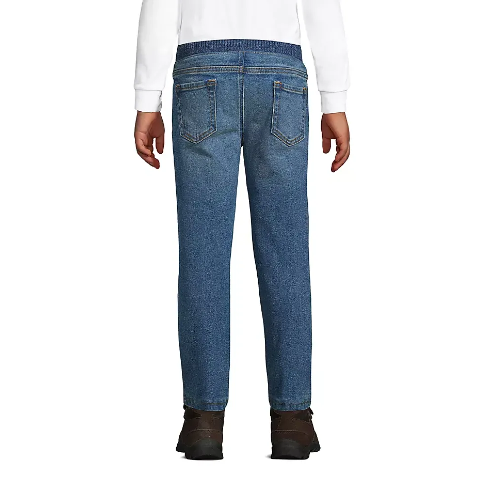 Boys Iron Knee Lined Stretch Pull On Denim Jeans