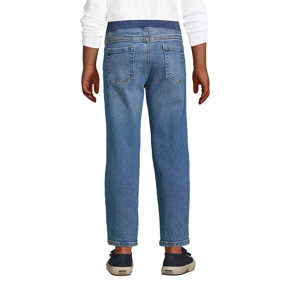 Boys Iron Knee Stretch Pull On Denim Jeans