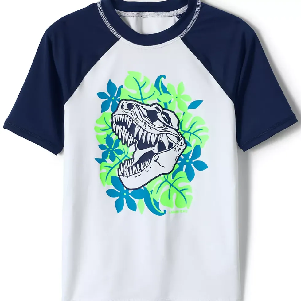 Boys Short Sleeve Crew Neck Graphic UPF 50 Swim Rash Guard