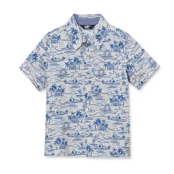 Boys Short Sleeve Linen Slub Button Down Shirt