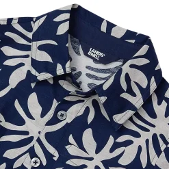 Boys Short Sleeve Linen Slub Button Down Shirt
