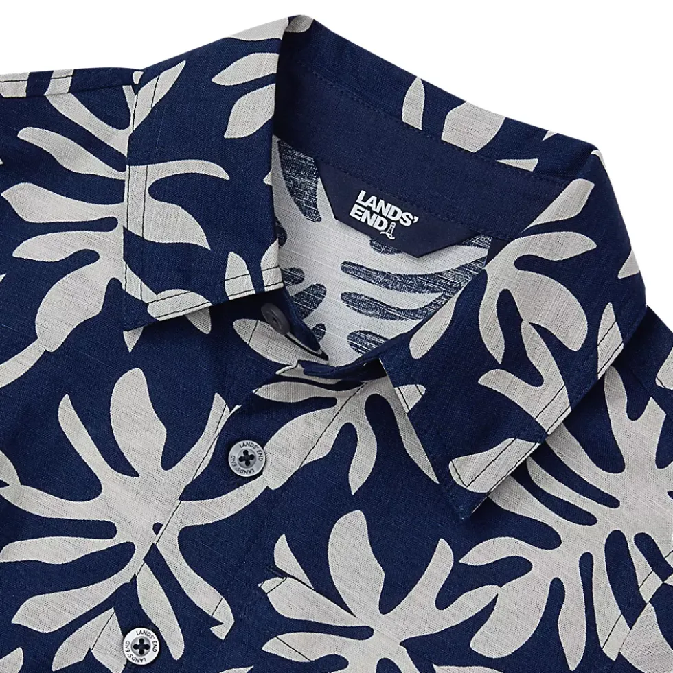 Boys Short Sleeve Linen Slub Button Down Shirt