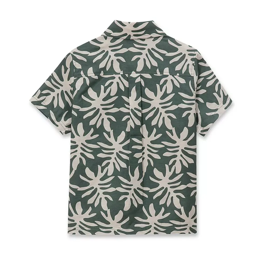Boys Short Sleeve Linen Slub Button Down Shirt