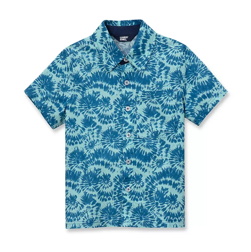 Boys Short Sleeve Linen Slub Button Down Shirt