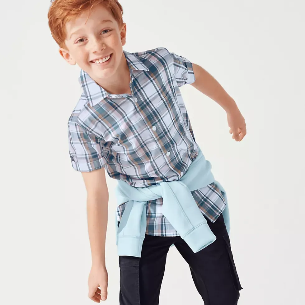 Boys Short Sleeve Poplin Camp Shirt