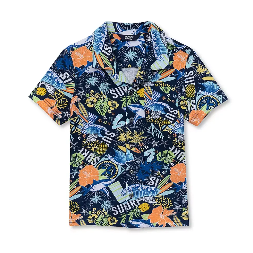 Boys Short Sleeve Slub Camp Shirt