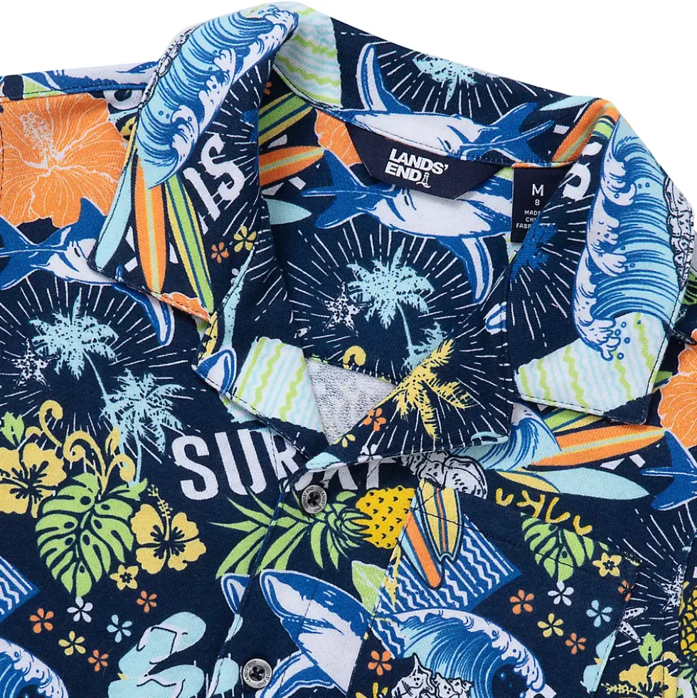Boys Short Sleeve Slub Camp Shirt