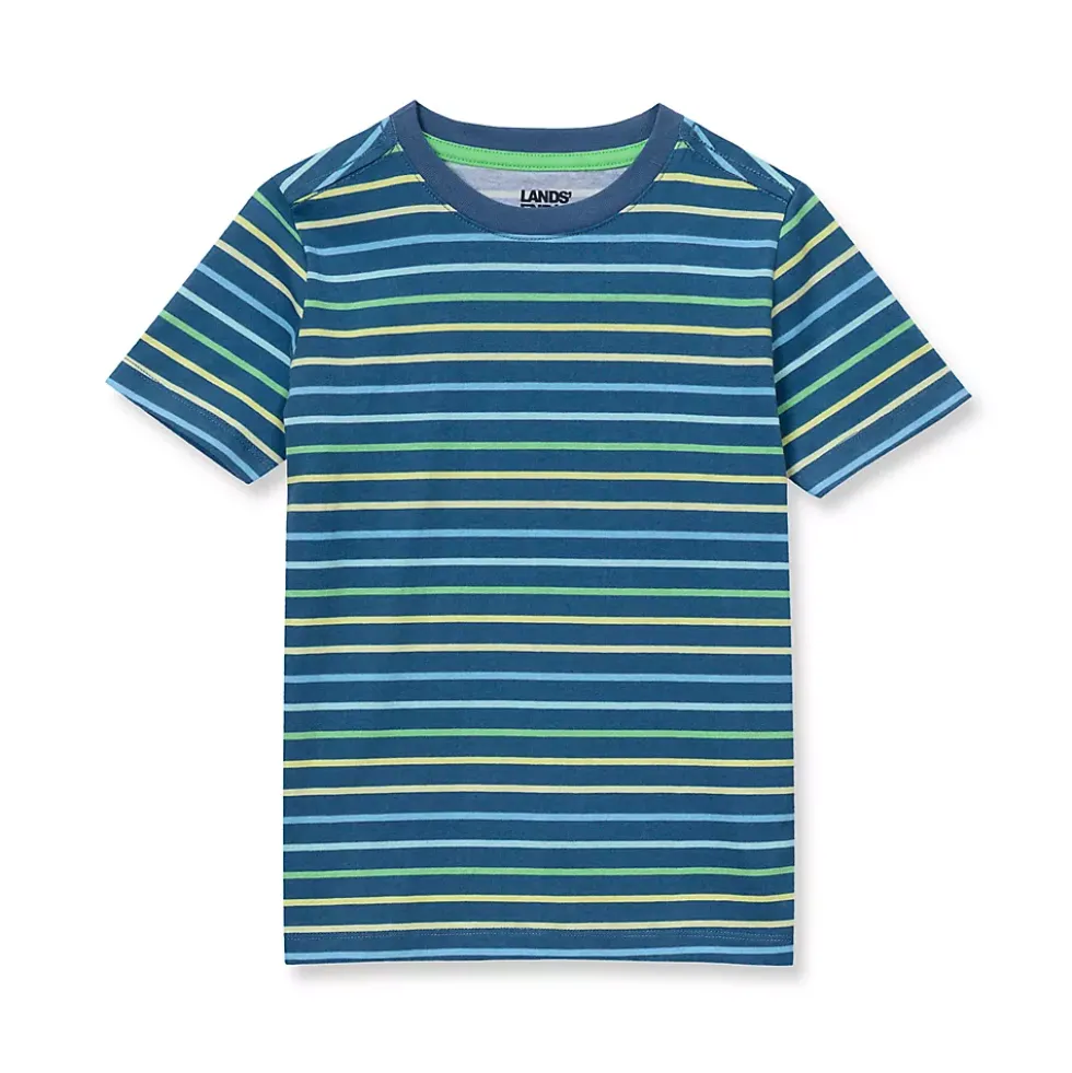 Boys Short Sleeve Stripe Crewneck Tee