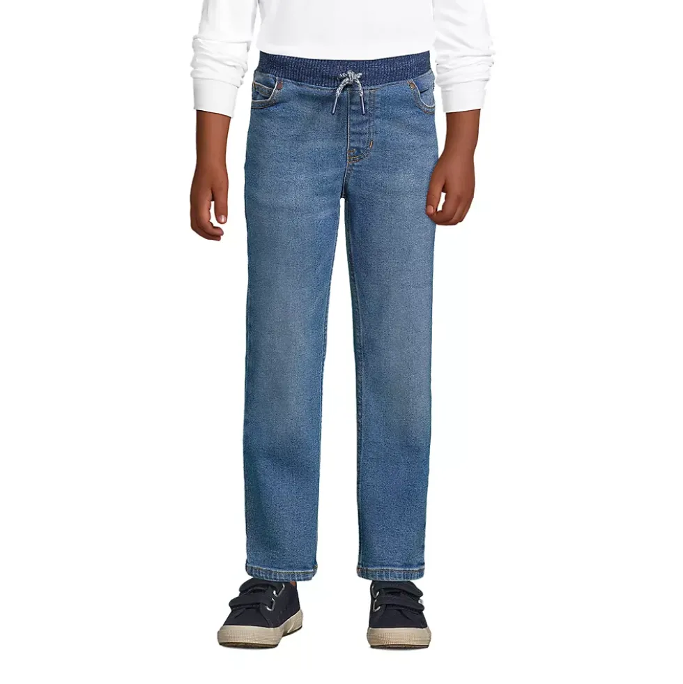 Boys Slim Iron Knee Stretch Pull On Denim Jeans
