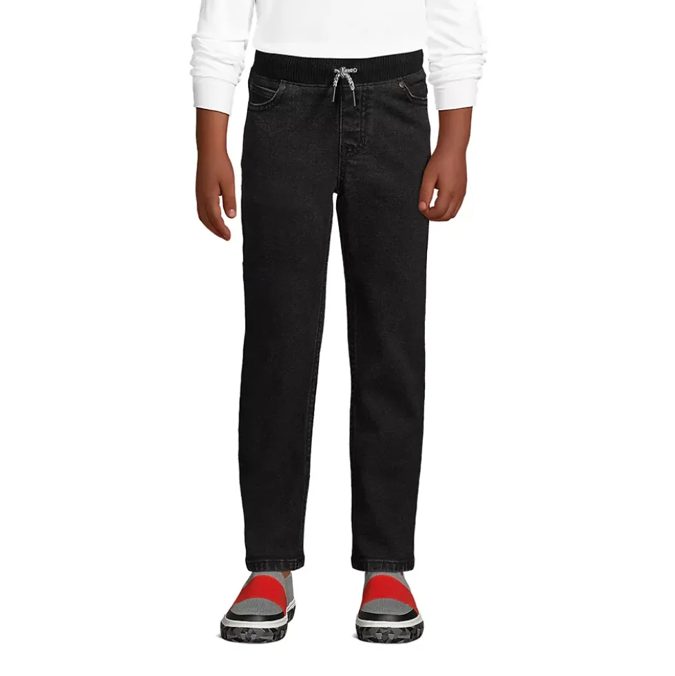 Boys Slim Iron Knee Stretch Pull On Denim Jeans