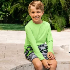 Boys Sunshade UPF 50 Chlorine Resistant Long Sleeve Crew Neck Rash Guard