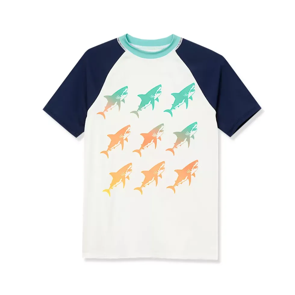 Boys Sunshade UPF 50 Chlorine Resistant Short Sleeve Crew Neck Rash Guard