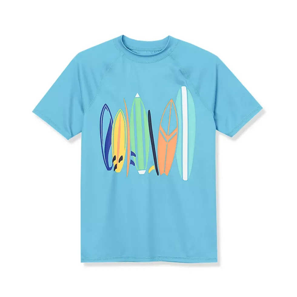 Boys Sunshade UPF 50 Chlorine Resistant Short Sleeve Crew Neck Rash Guard