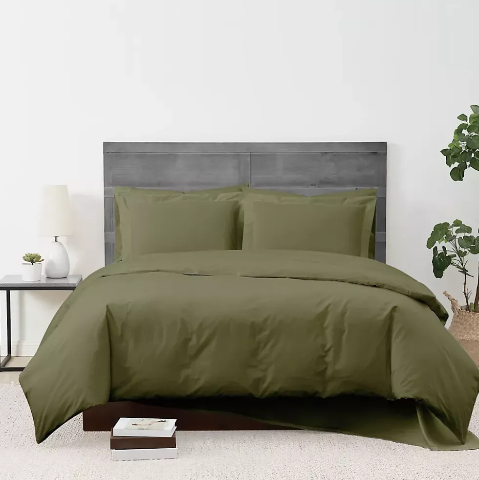 Cannon Solid Cotton Percale Duvet Cover Set
