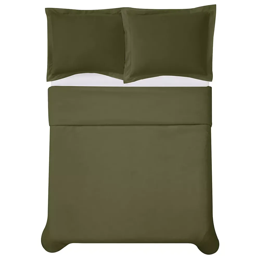 Cannon Solid Cotton Percale Duvet Cover Set