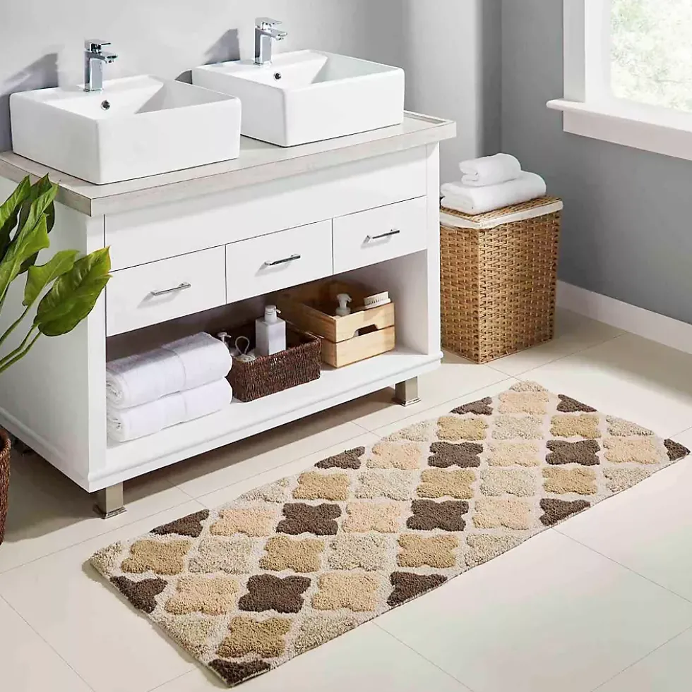 Chesapeake Alloy Moroccan Tile Cotton Anti Skid Bath Runner