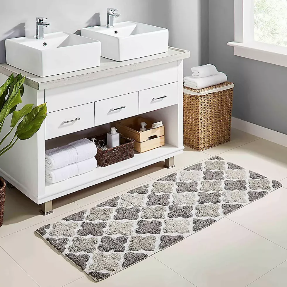 Chesapeake Alloy Moroccan Tile Cotton Anti Skid Bath Runner
