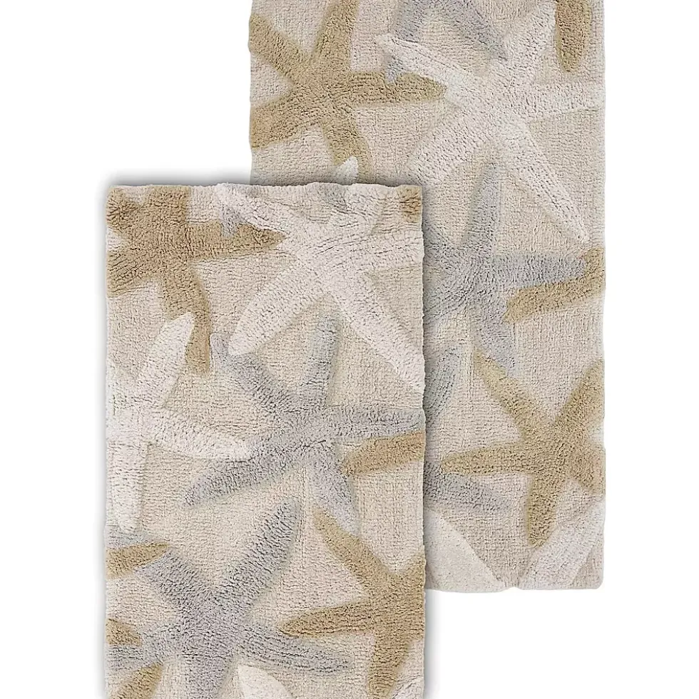Chesapeake Ariel Star Pattern Cotton Anti Skid 2 Piece Bath Rug Set