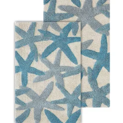 Chesapeake Ariel Star Pattern Cotton Anti Skid 2 Piece Bath Rug Set