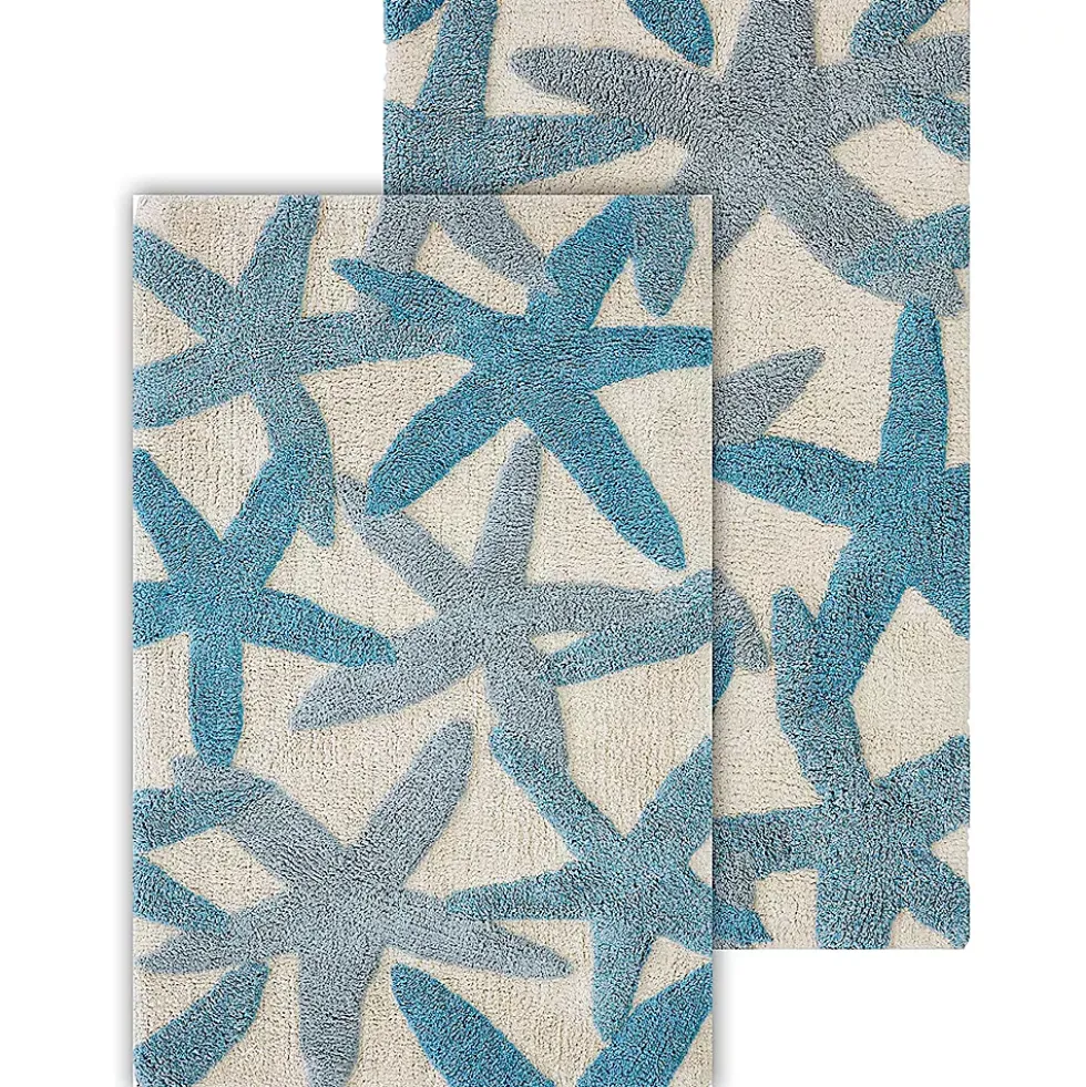 Chesapeake Ariel Star Pattern Cotton Anti Skid 2 Piece Bath Rug Set
