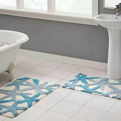 Chesapeake Ariel Star Pattern Cotton Anti Skid 2 Piece Bath Rug Set
