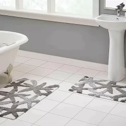 Chesapeake Ariel Star Pattern Cotton Anti Skid 2 Piece Bath Rug Set