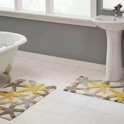 Chesapeake Ariel Star Pattern Cotton Anti Skid 2 Piece Bath Rug Set