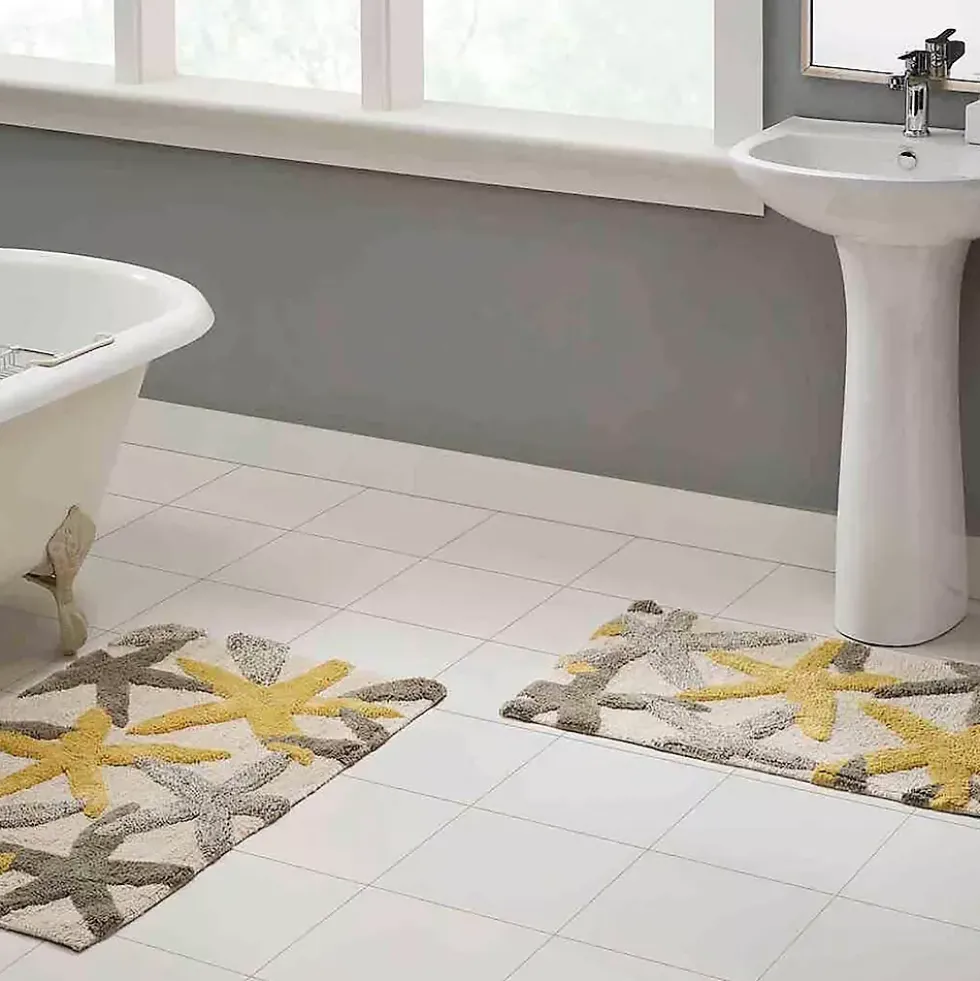 Chesapeake Ariel Star Pattern Cotton Anti Skid 2 Piece Bath Rug Set